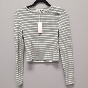 Antistar Striped Green and White Women's Top Size Small